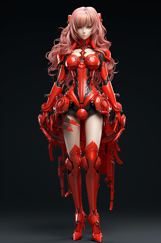 AI数字艺术科幻风格未来机甲女孩模型