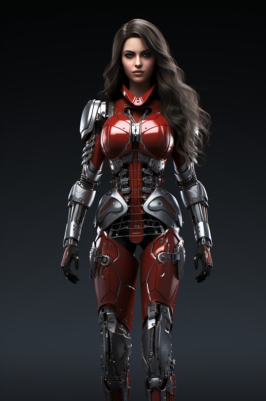 AI数字艺术科幻风格未来机甲女孩模型