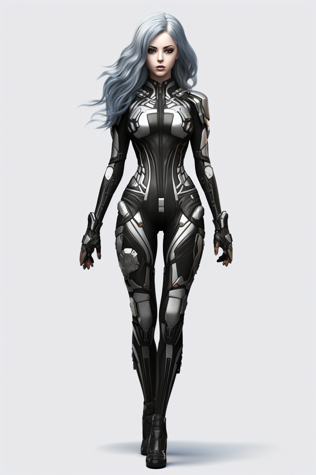 AI数字艺术科幻风格未来机甲女孩模型素材