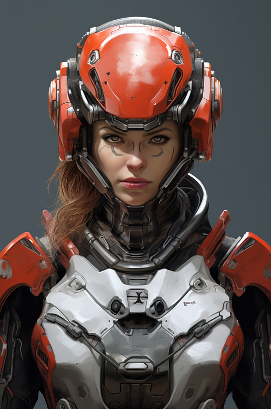 AI数字艺术科幻风格未来机甲女孩模型