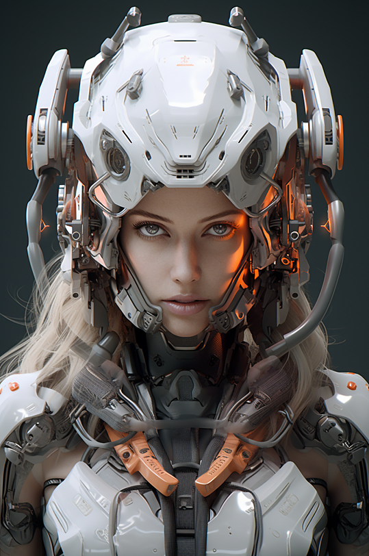 AI数字艺术科幻风格未来机甲女孩模型