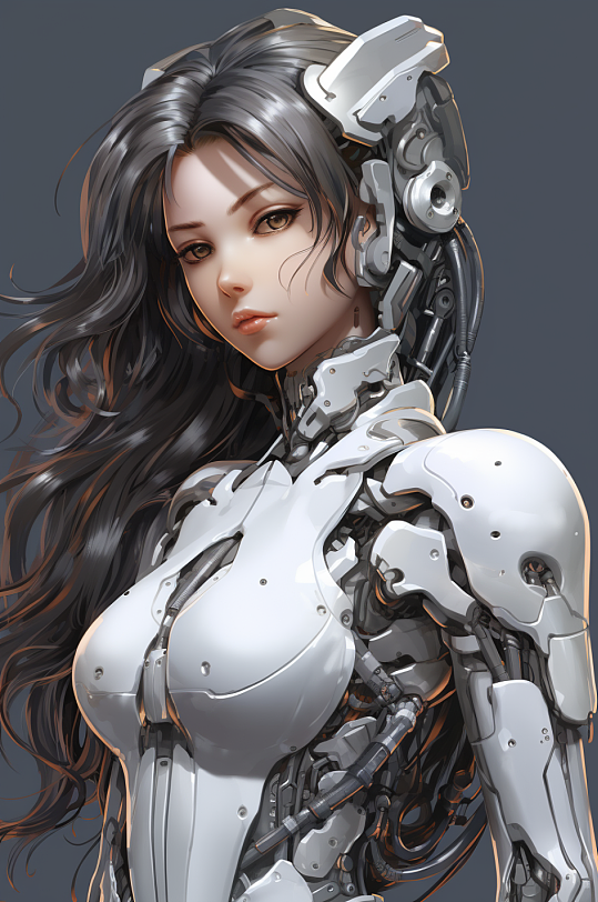 AI数字艺术科幻风格未来机甲女孩模型