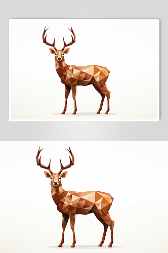 AI数字艺术晶格3D动物装饰画