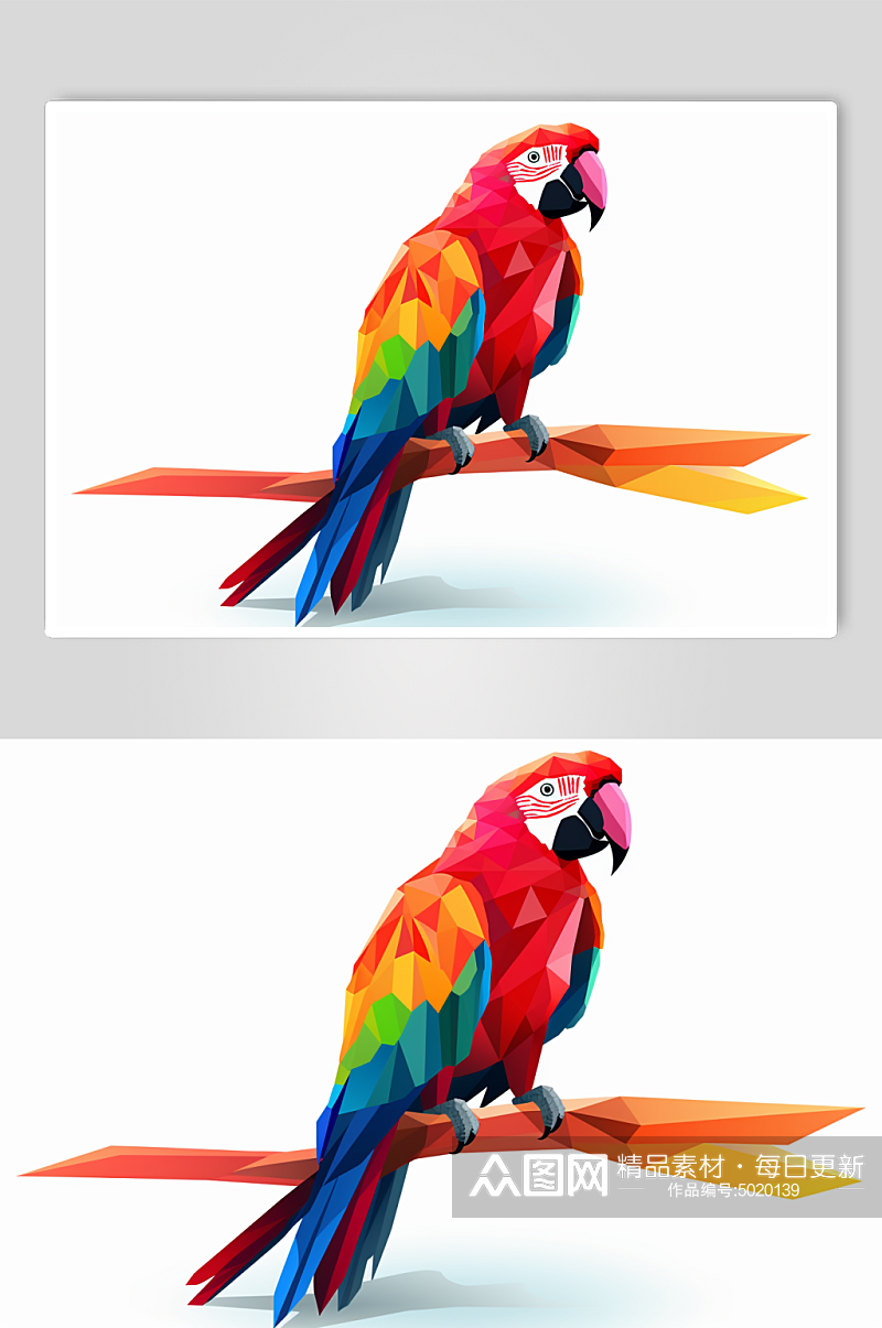 AI数字艺术晶格3D动物装饰画素材