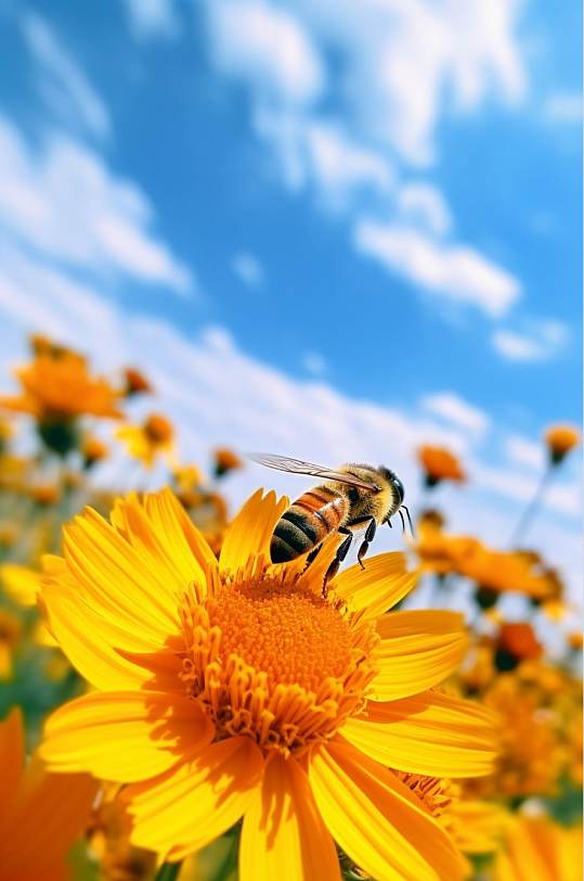 AI数字艺术原创蜜蜂惊蛰摄影图片