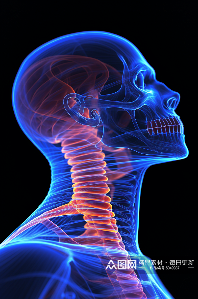 AI数字艺术医疗颈椎病图片素材