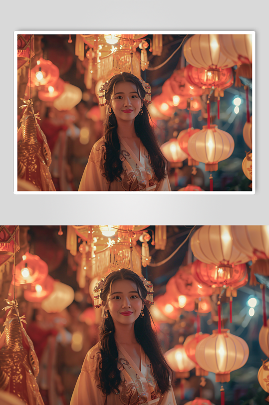 AI数字艺术锦鲤汉服人物肖像摄影图-众图网