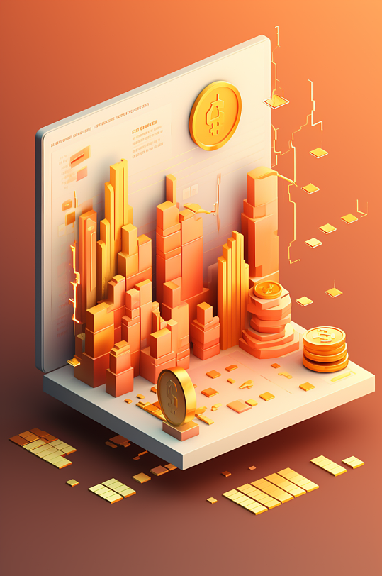 AI數(shù)字藝術C4D金融元素商務辦公企業(yè)模型