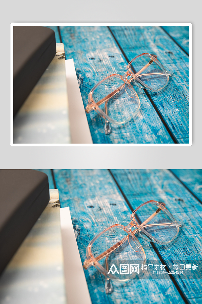 粉色边框眼镜预防近视眼镜配镜摄影图片素材