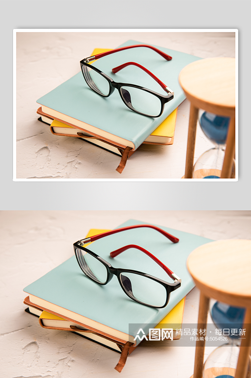 黑红色边框眼镜预防近视眼镜配镜摄影图片素材