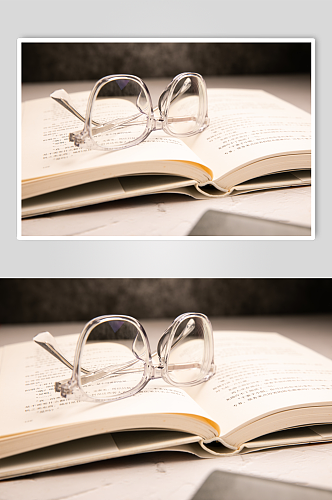 透明边框眼镜预防近视眼镜配镜摄影图片