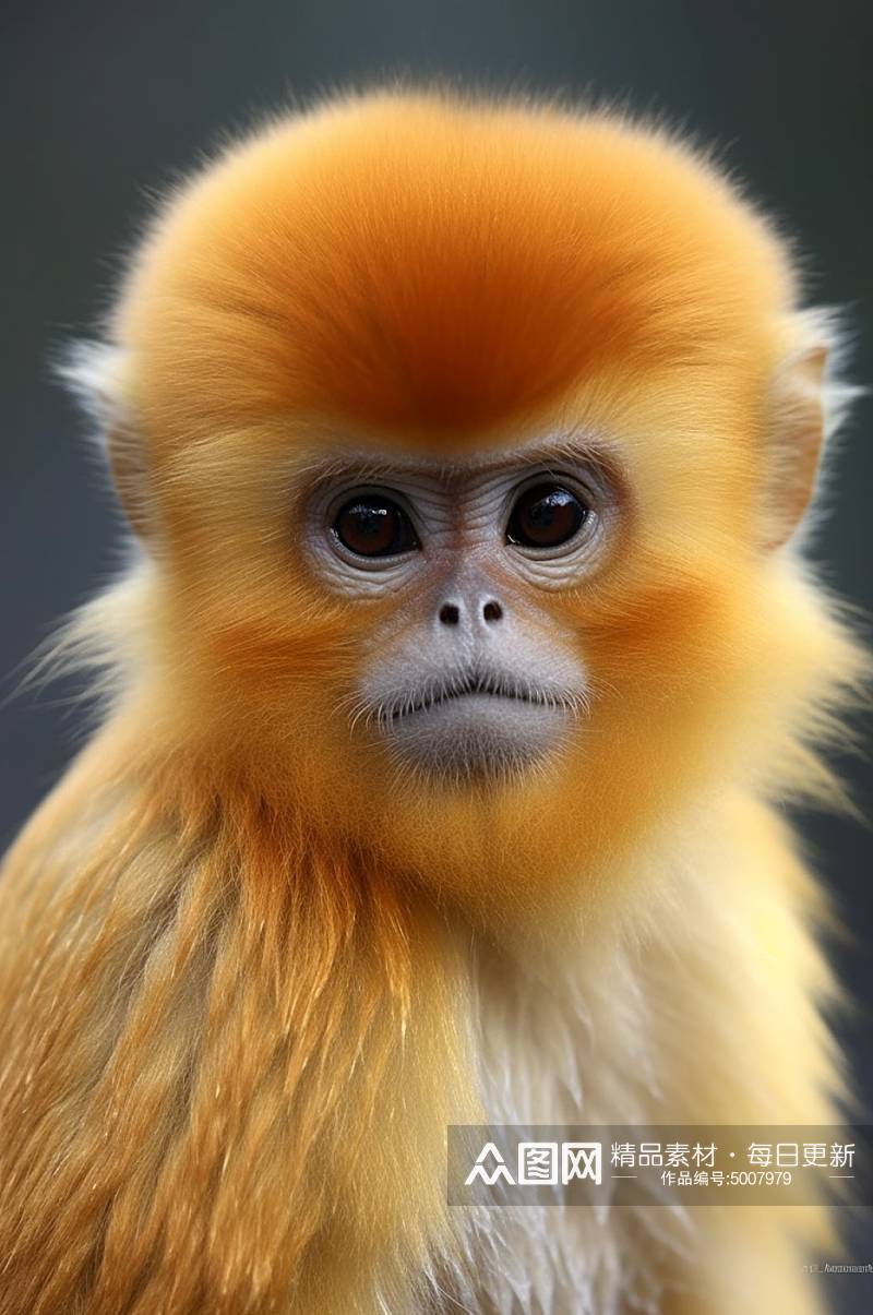 AI数字滇金丝猴国家一级保护动物摄影图素材