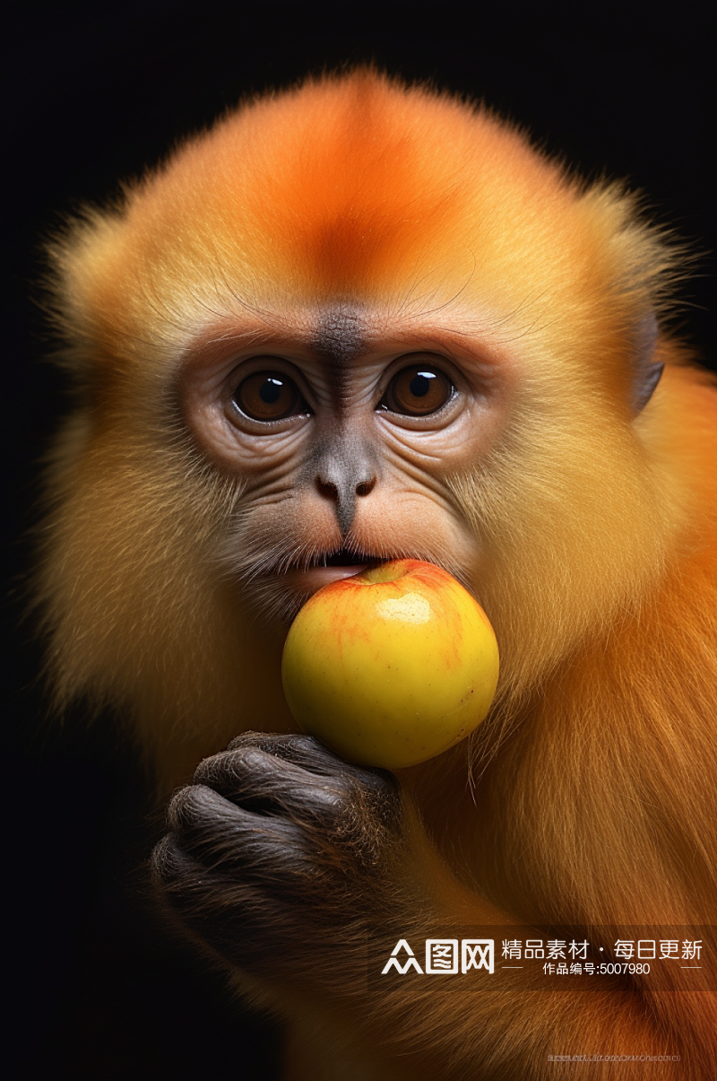 AI数字滇金丝猴国家一级保护动物摄影图素材