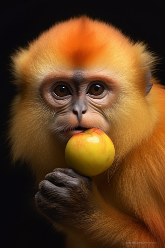 AI数字滇金丝猴国家一级保护动物摄影图