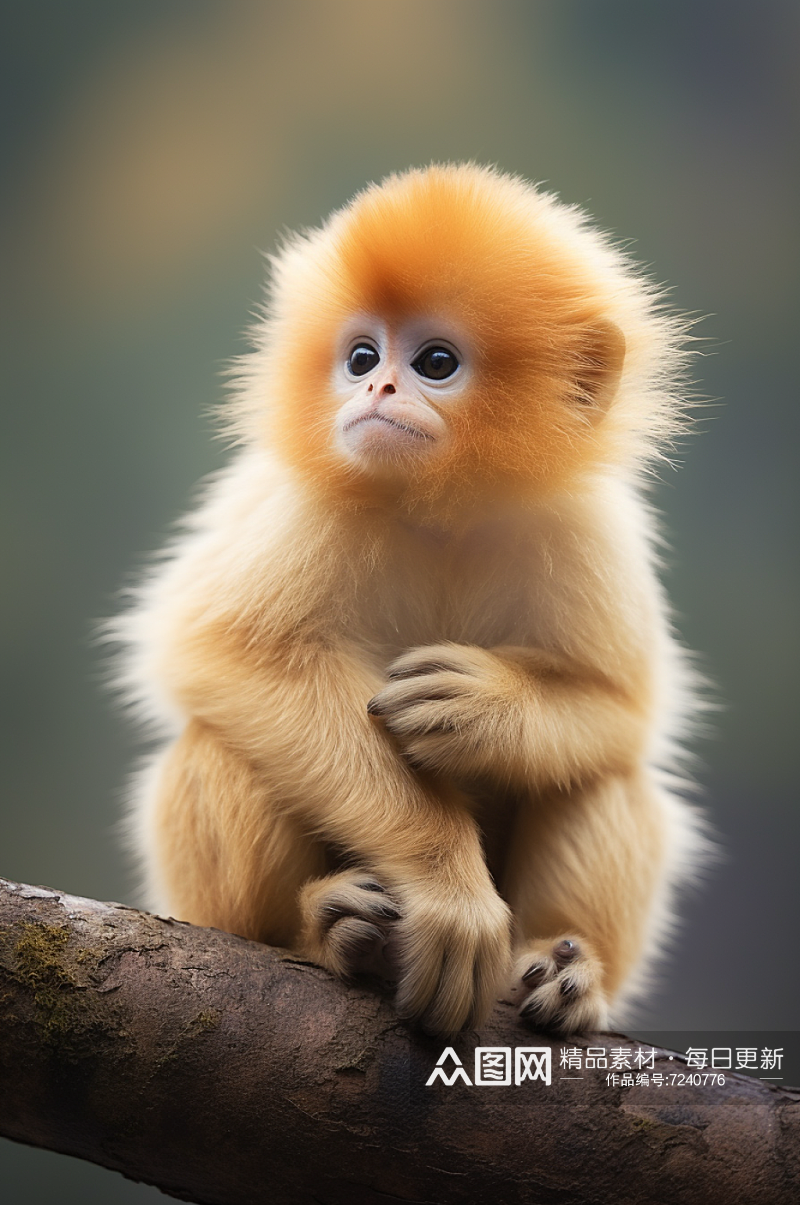 数字艺术滇金丝猴国家一级保护动物摄影图素材