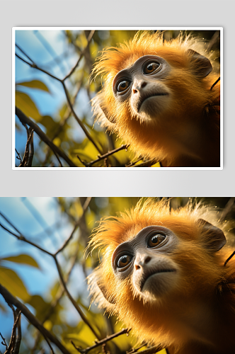 数字艺术滇金丝猴国家一级保护动物摄影图