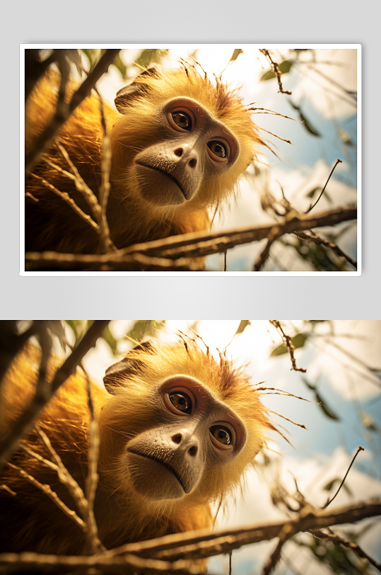 数字艺术滇金丝猴国家一级保护动物摄影图