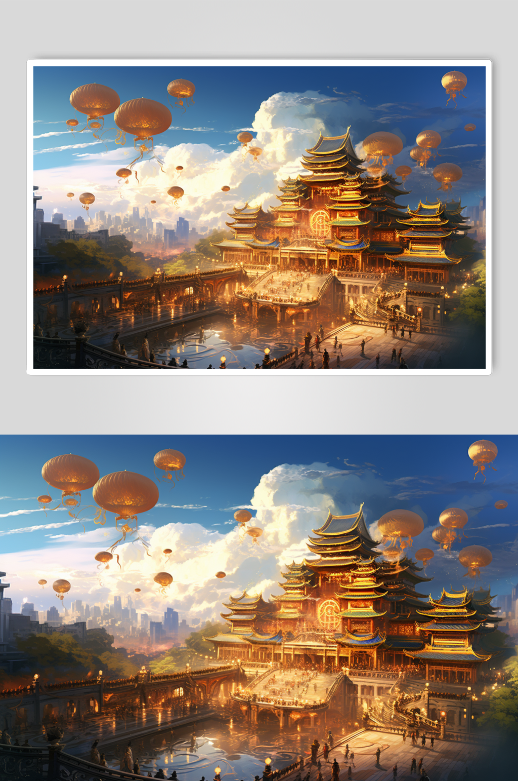 AI數(shù)字藝術(shù)賽博朋克金線古風(fēng)國潮城市建筑素材