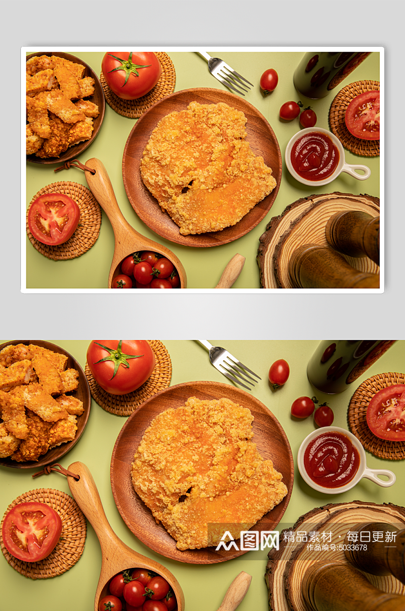 炸鸡排韩式小吃美食摄影图片素材