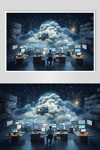 AI数字艺术云计算云存储概念科技摄影图