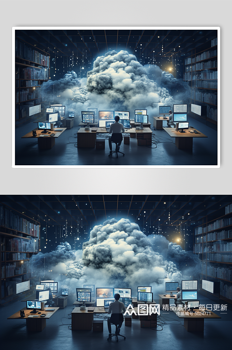 AI数字艺术云计算云存储概念科技摄影图素材