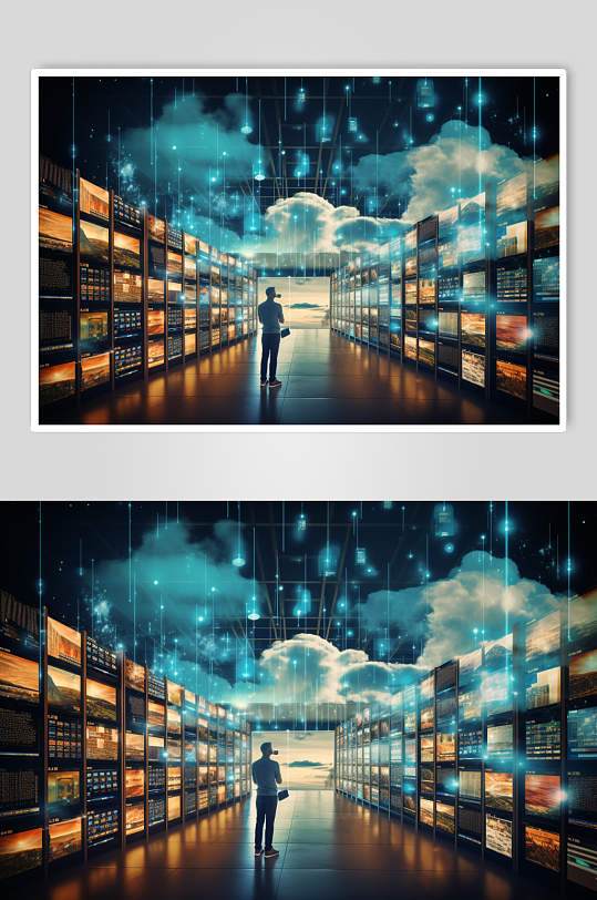 AI数字艺术云计算云存储概念科技摄影图
