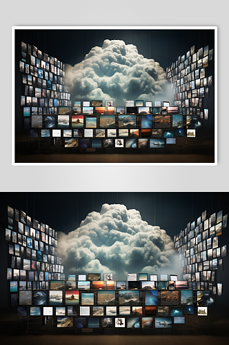 AI数字艺术云计算云存储概念科技摄影图