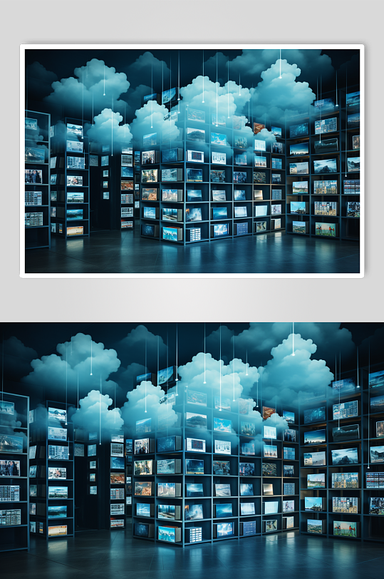 AI数字艺术云计算云存储概念科技摄影图