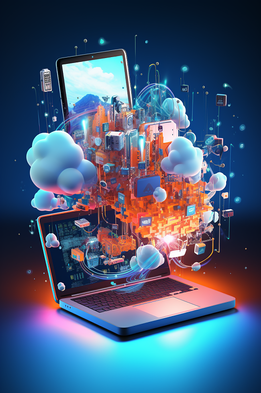 AI数字艺术云计算云存储概念科技摄影图-众图网