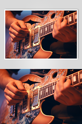 AI数字艺术清晰吉他乐器摄影图片
