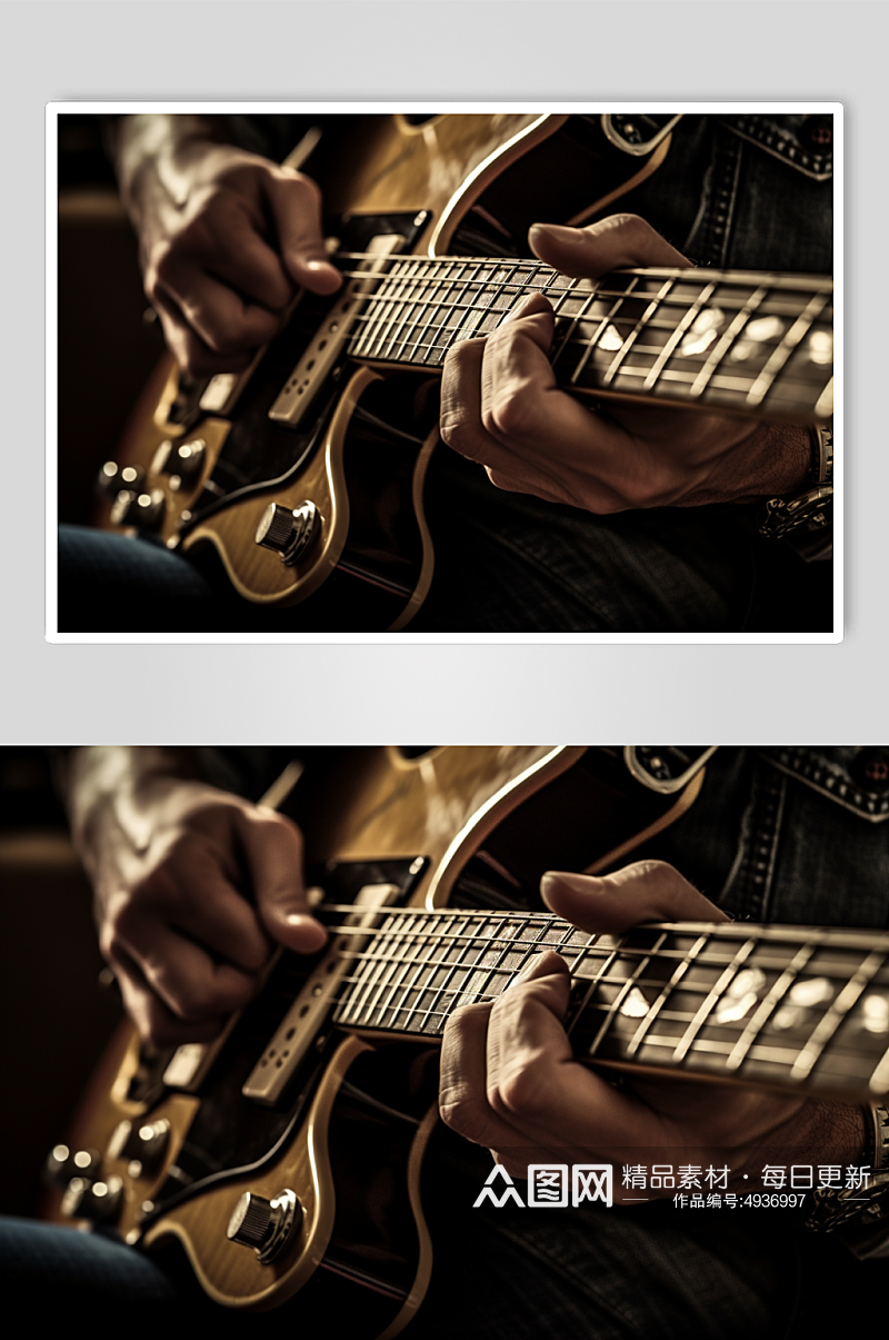 AI数字艺术清晰吉他乐器摄影图片素材
