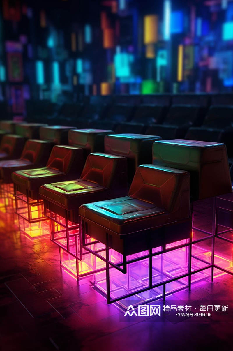 AI数字艺术炫酷潮流酒吧座位图模型素材