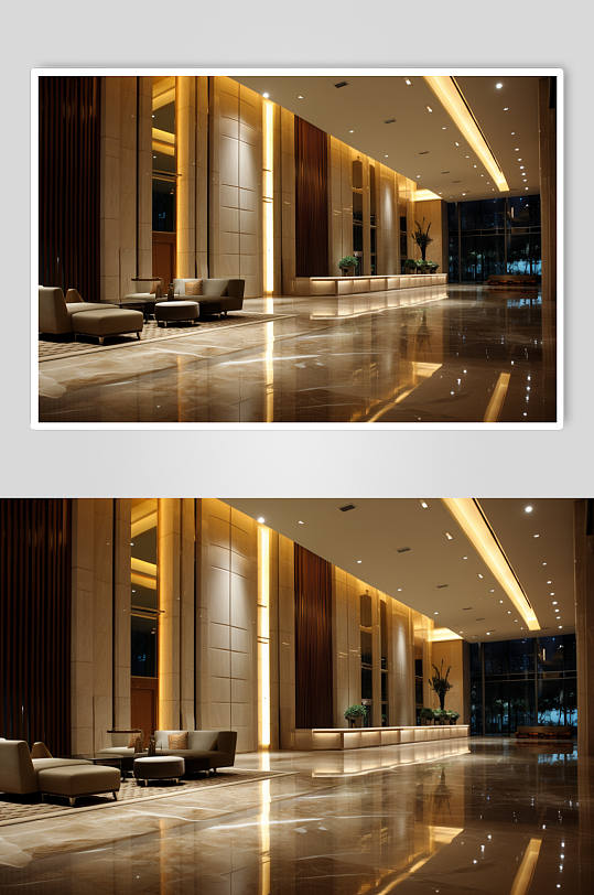 AI数字艺术酒店大堂室内设计效果图摄影图