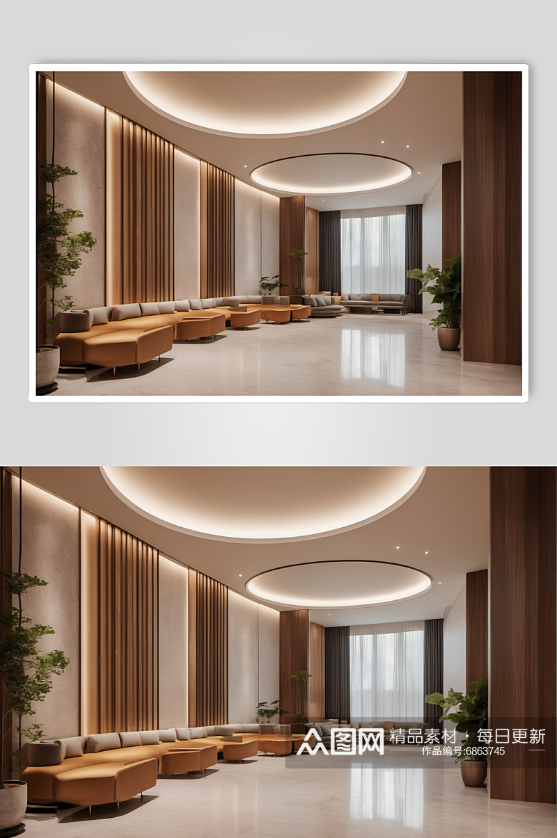 AI数字艺术酒店大堂室内设计装修摄影图素材