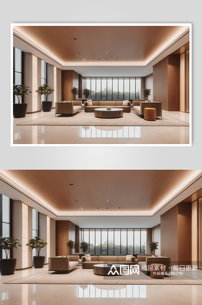 AI数字艺术酒店大堂室内设计装修摄影图素材
