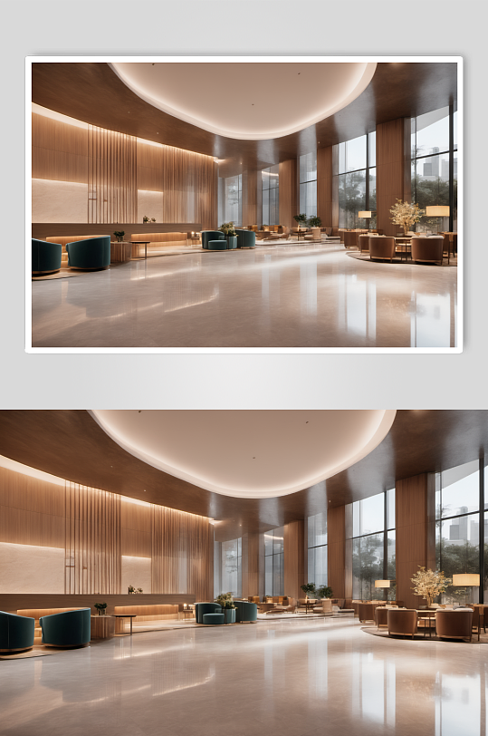 AI数字艺术酒店大堂室内设计装修摄影图