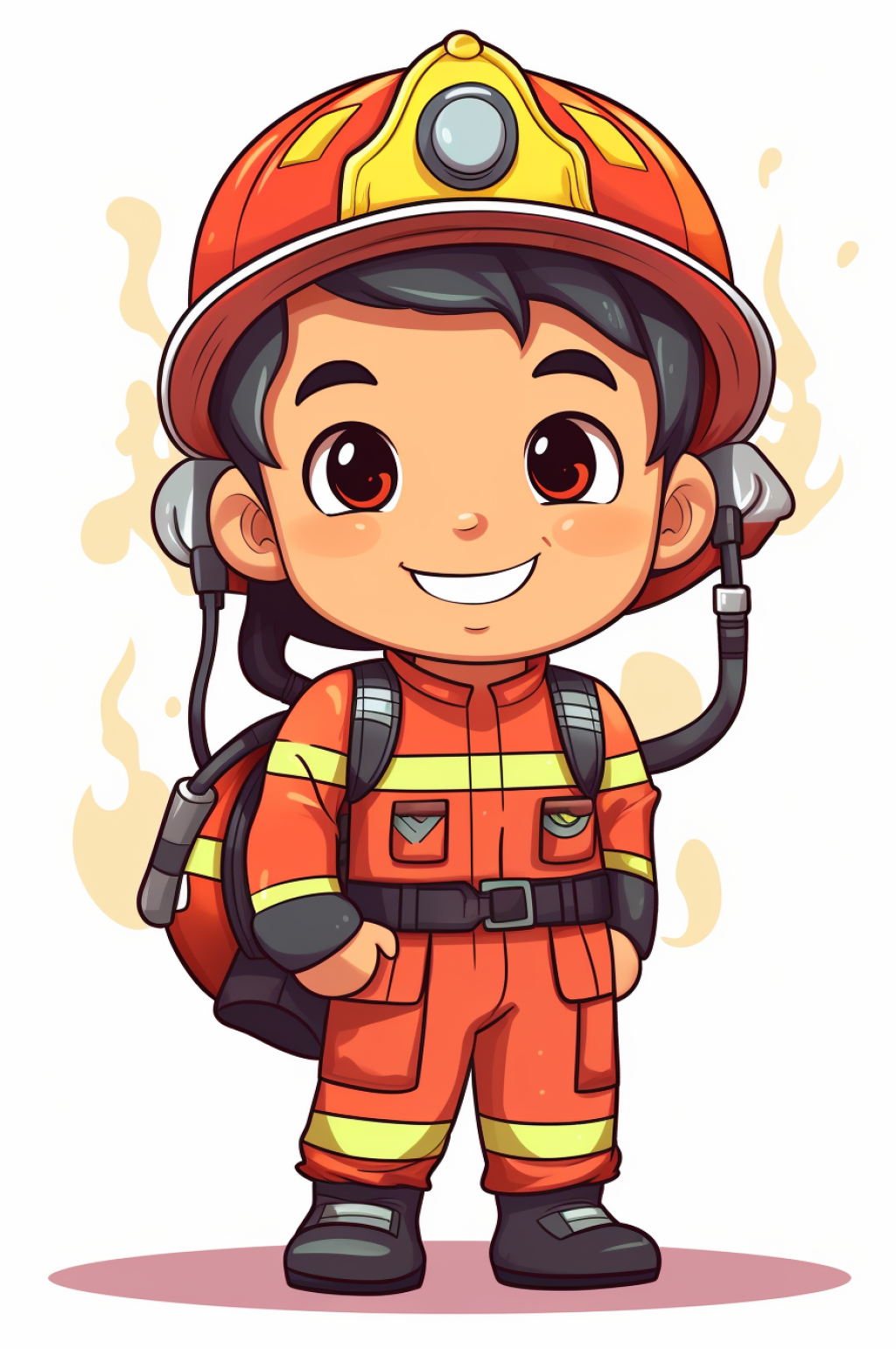 AI数字艺术卡通消防救援人物插画素材