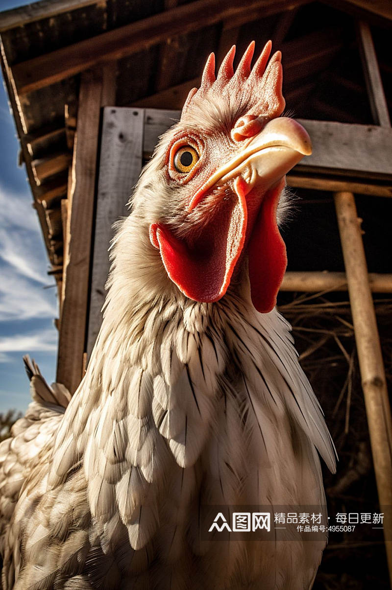 AI数字艺术高清鸡窝鸡圈家禽动物摄影图片素材