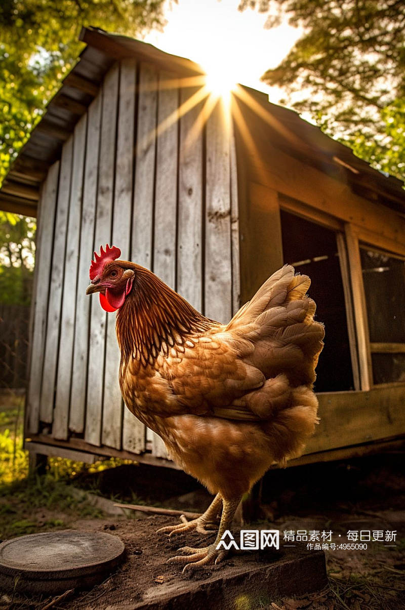 AI数字艺术高清鸡窝鸡圈家禽动物摄影图片素材