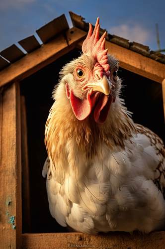 AI数字艺术高清鸡窝鸡圈家禽动物摄影图片