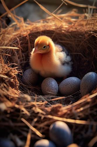 AI数字艺术鸡蛋鸡窝鸡圈家禽动物摄影图片