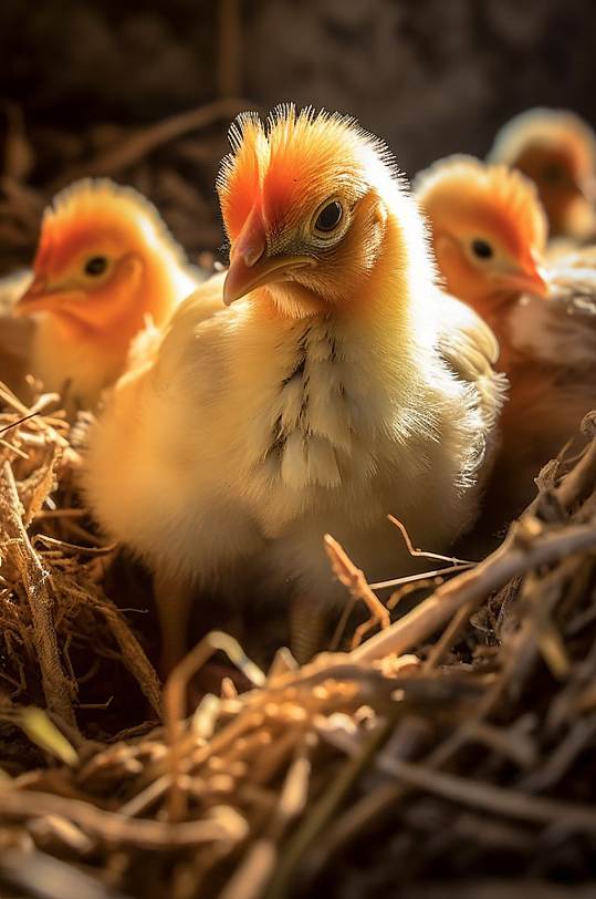 AI数字艺术小鸡鸡窝鸡圈家禽动物摄影图片