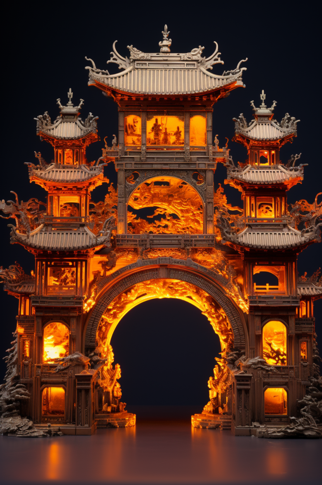 数字艺术机械感门楼开门红开门大吉背景图素材