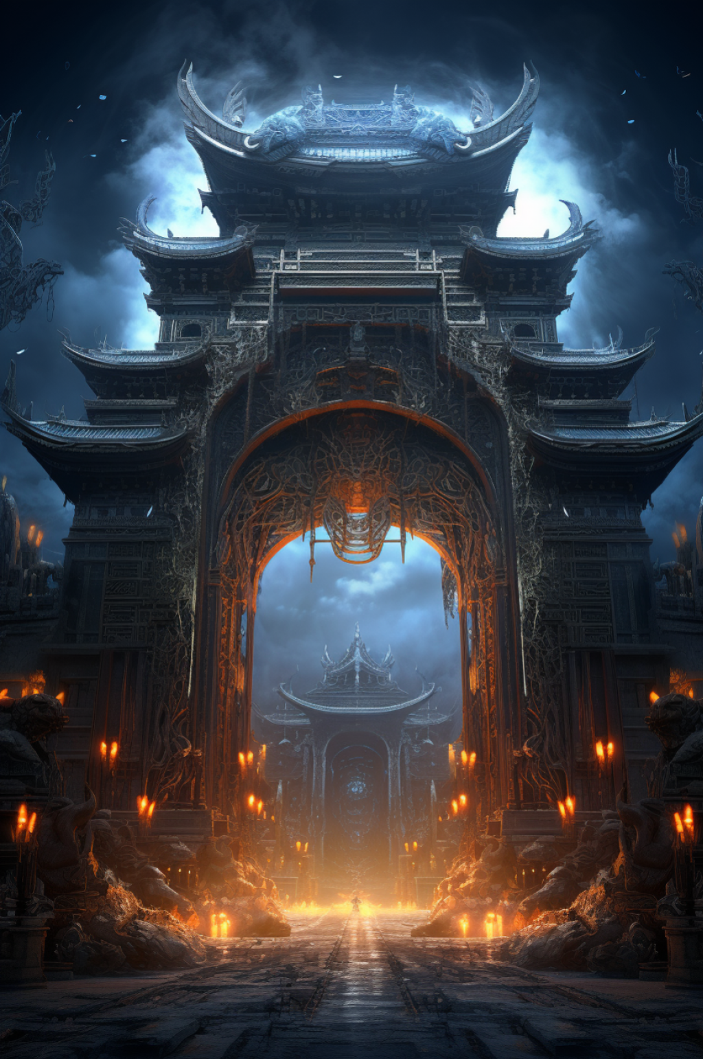数字艺术机械感门楼开门红开门大吉背景图素材