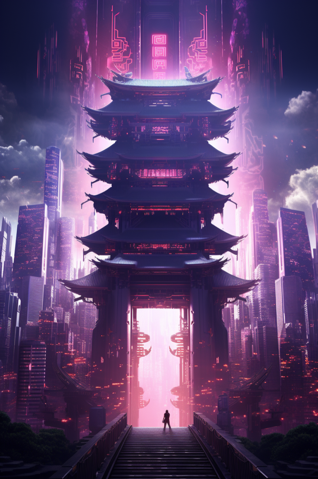 数字艺术机械感门楼开门红开门大吉背景图素材