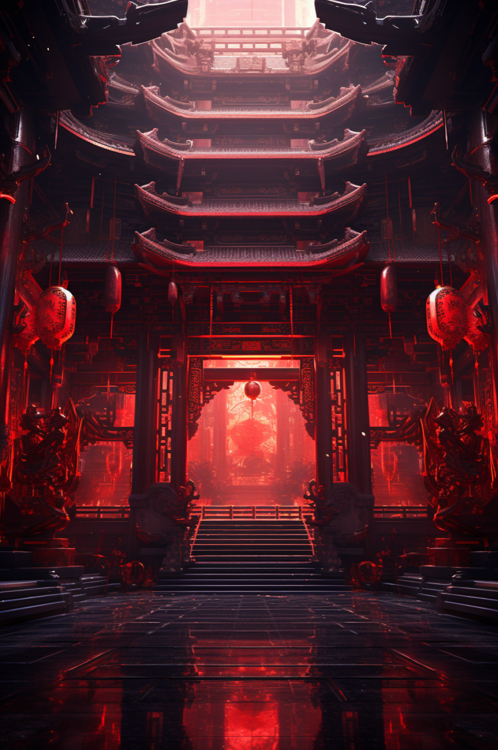 数字艺术机械感门楼开门红开门大吉背景图素材