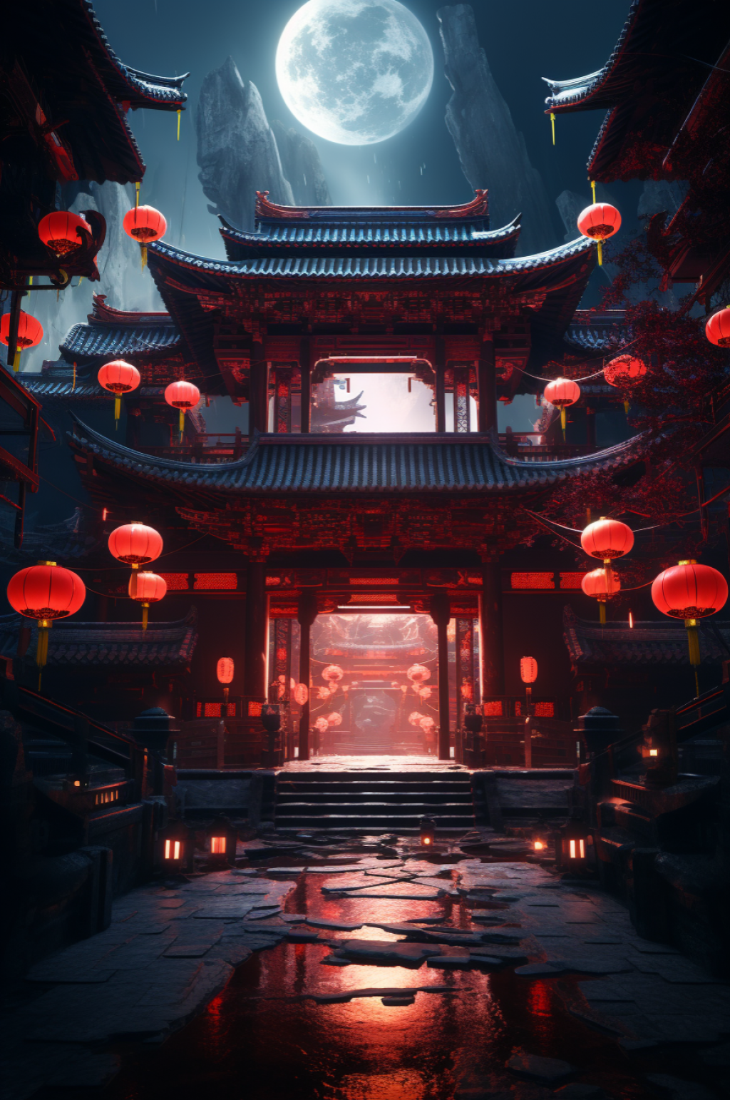 数字艺术机械感门楼开门红开门大吉背景图素材