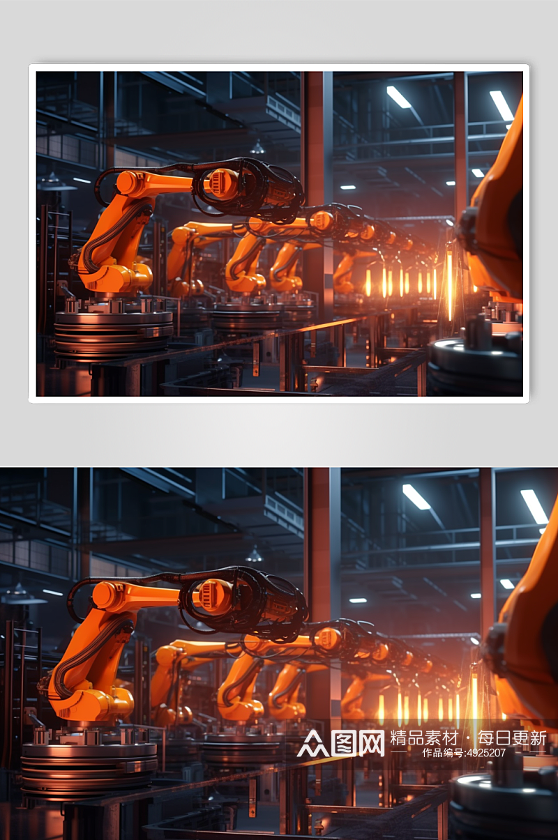 AI数字艺术简约维修工厂机械臂模型图片素材