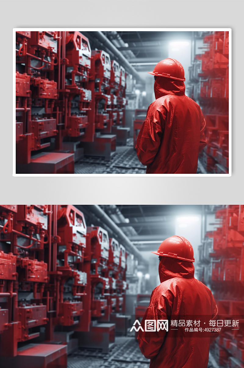 AI数字艺术工厂车间机械工作场景摄影图片素材