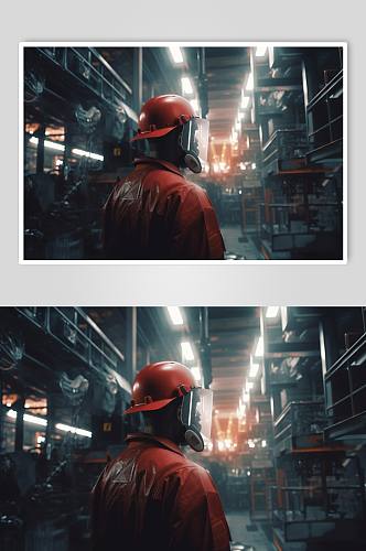 AI数字艺术工厂车间机械工作场景摄影图片